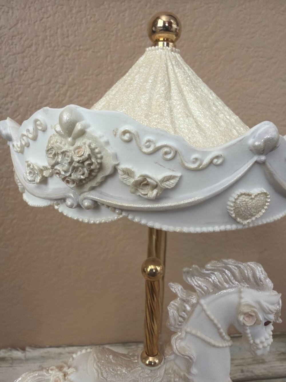 1994 San Francisco Music Box Chantilly Carousel Horse Plays Beauty & Beast NEW - Picture 12 of 16